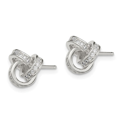 Sterling Silver Cz Love Knot Post Earrings
