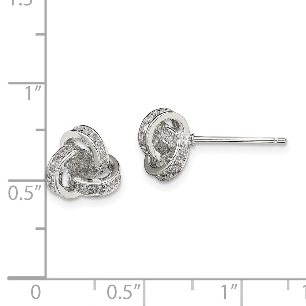 Sterling Silver Cz Love Knot Post Earrings