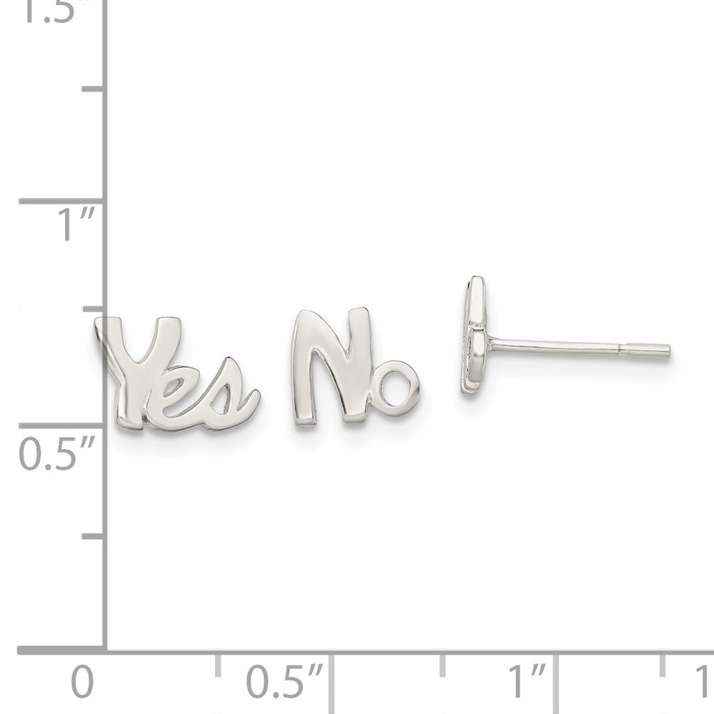 Sterling Silver Polished Left And Right Yes/No Post Earrings