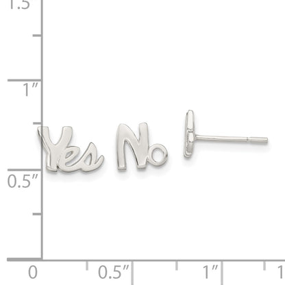 Sterling Silver Polished Left And Right Yes/No Post Earrings