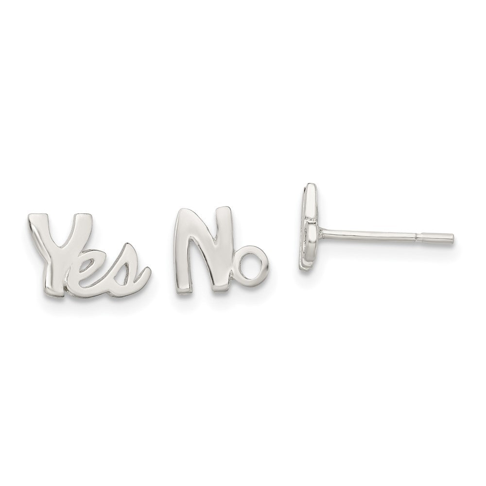 Sterling Silver Polished Left And Right Yes/No Post Earrings