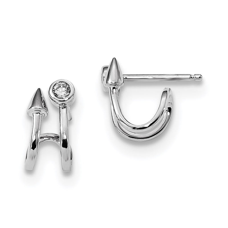 Sterling Silver Rhodium-Plated Cz Post Earrings