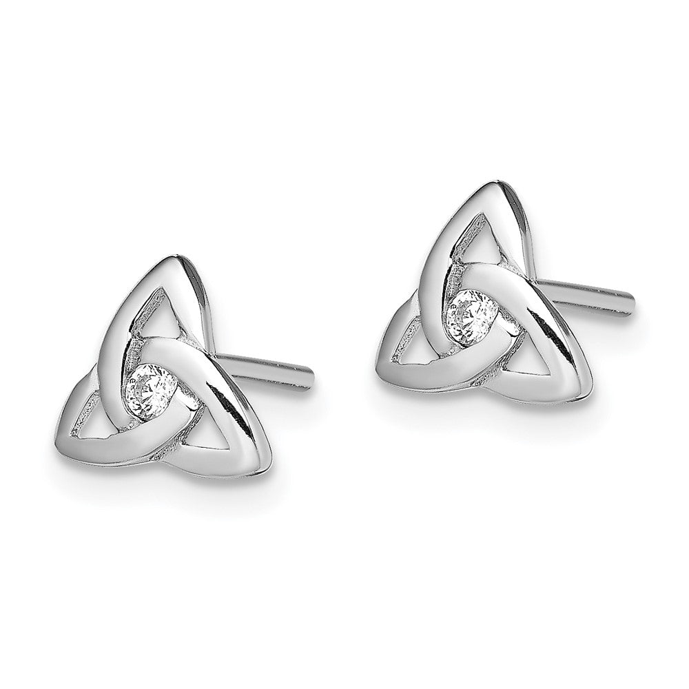 Sterling Silver Rhodium-Plated Cz Trinity Post Earrings