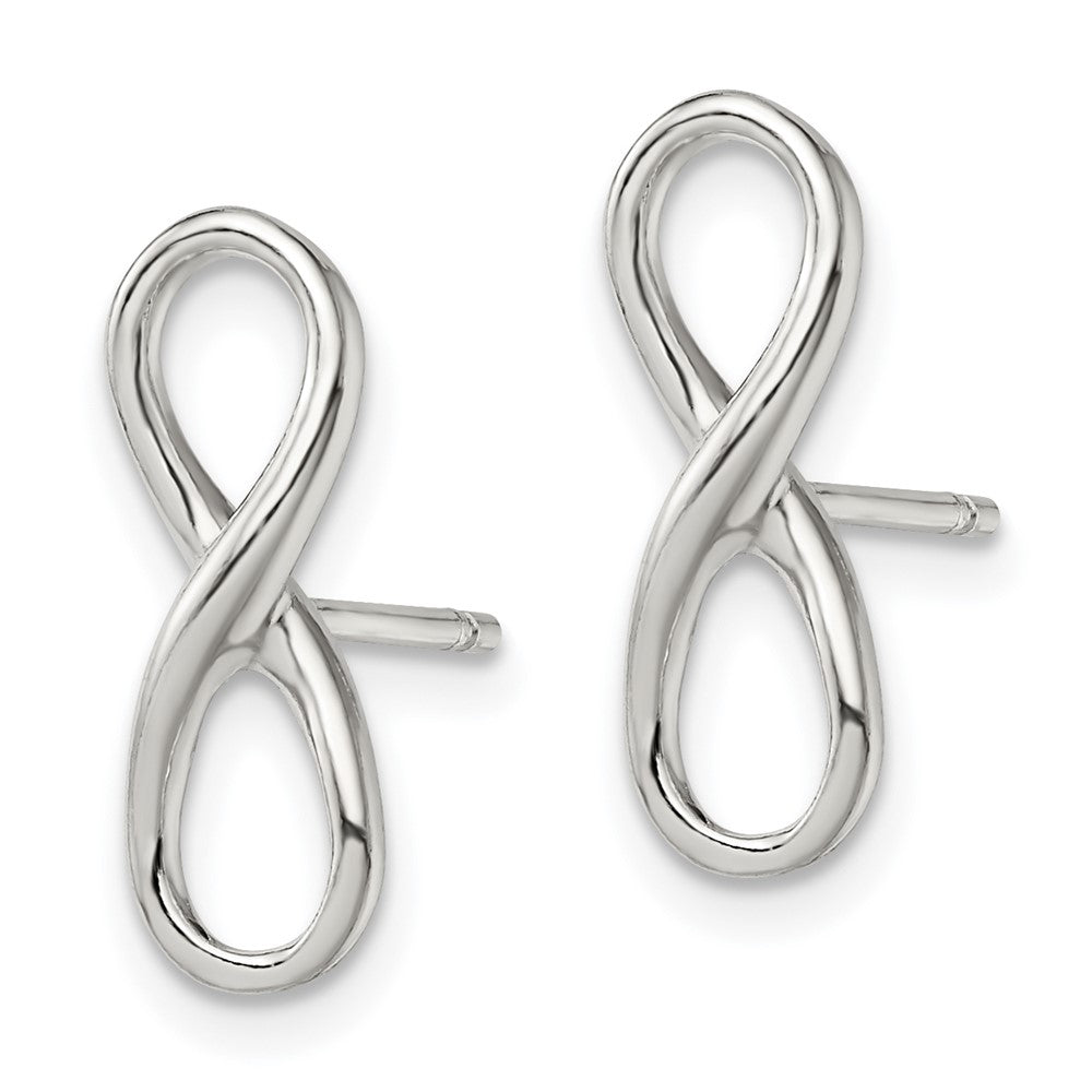 Sterling Silver Rhodium-Plated Polished Infinity Knot Post Earrings