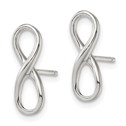 Sterling Silver Rhodium-Plated Polished Infinity Knot Post Earrings