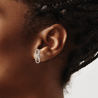 Sterling Silver Rhodium-Plated Polished Infinity Knot Post Earrings