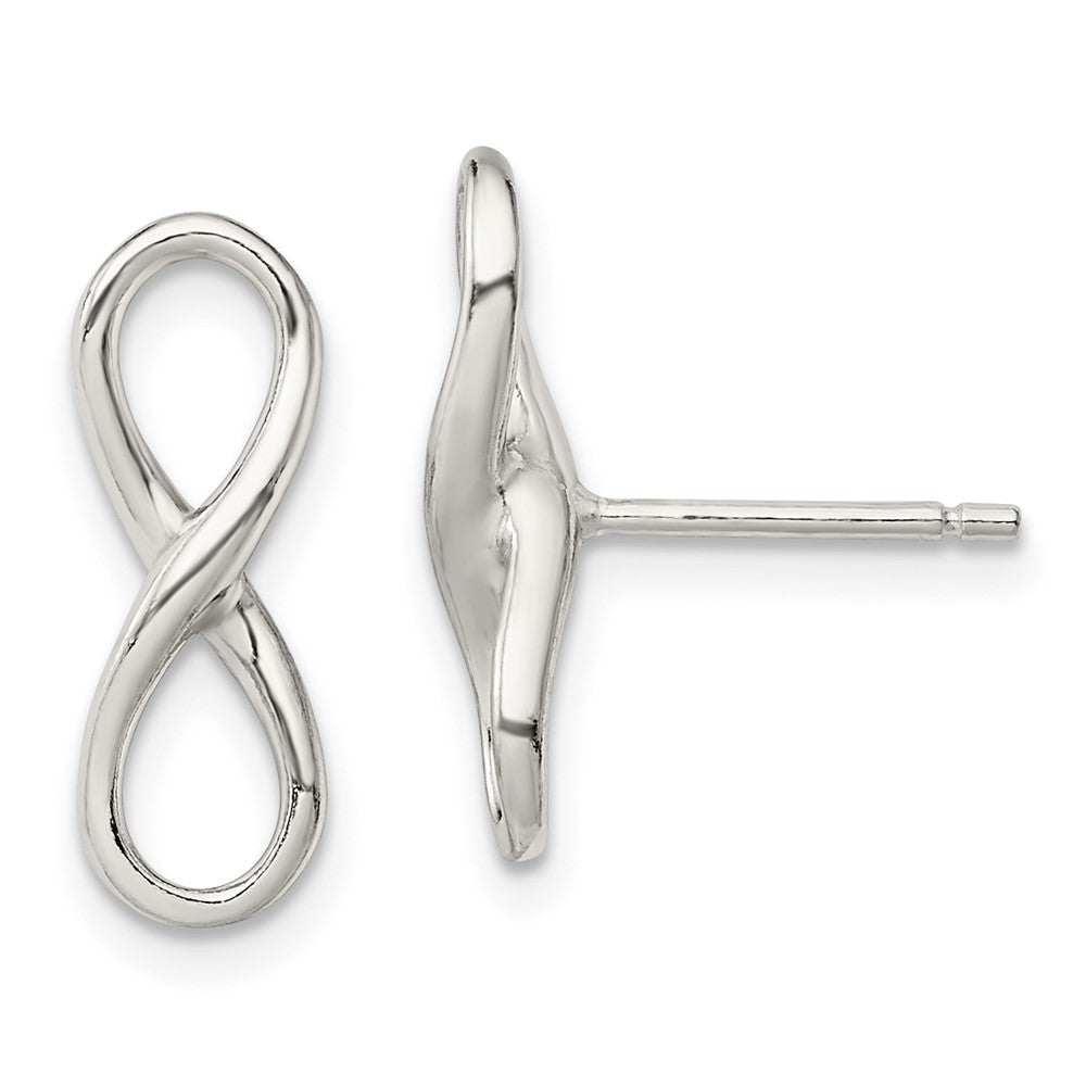 Sterling Silver Rhodium-Plated Polished Infinity Knot Post Earrings