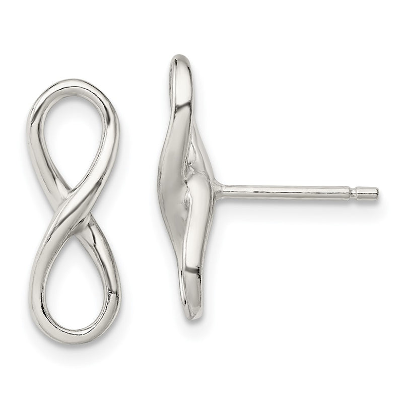 Sterling Silver Rhodium-Plated Polished Infinity Knot Post Earrings