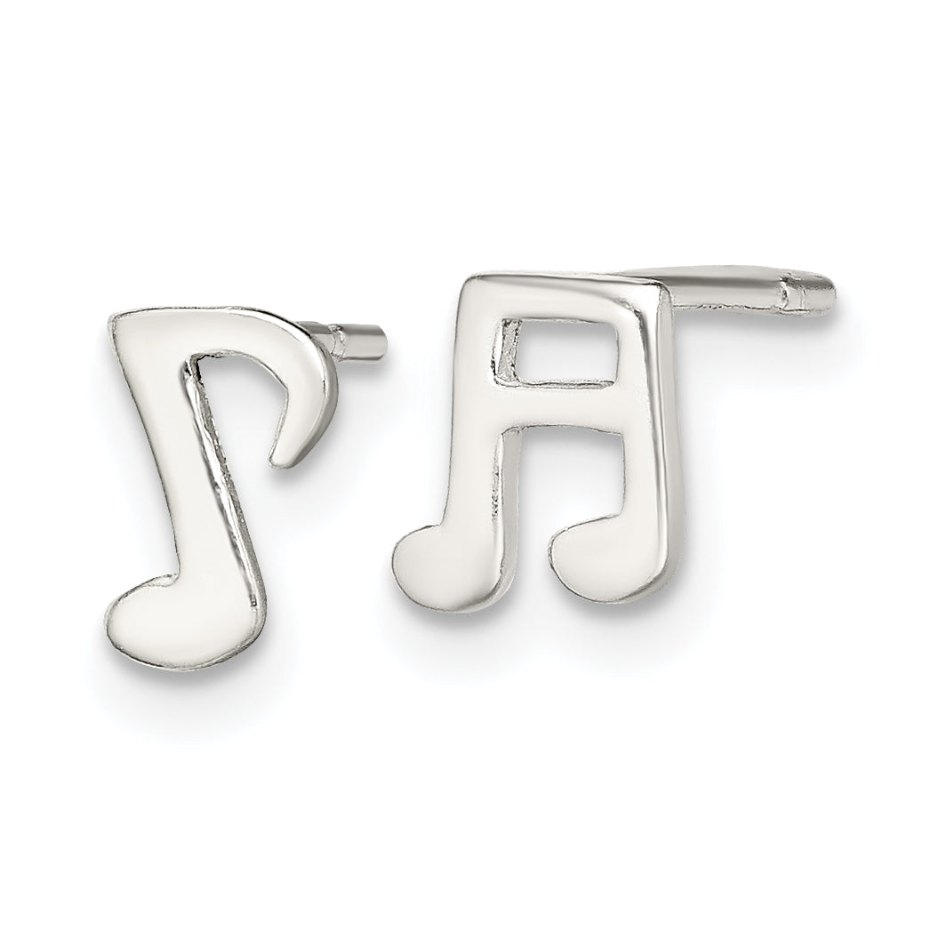 Sterling Silver Polished Left And Right Music Notes Post Earrings