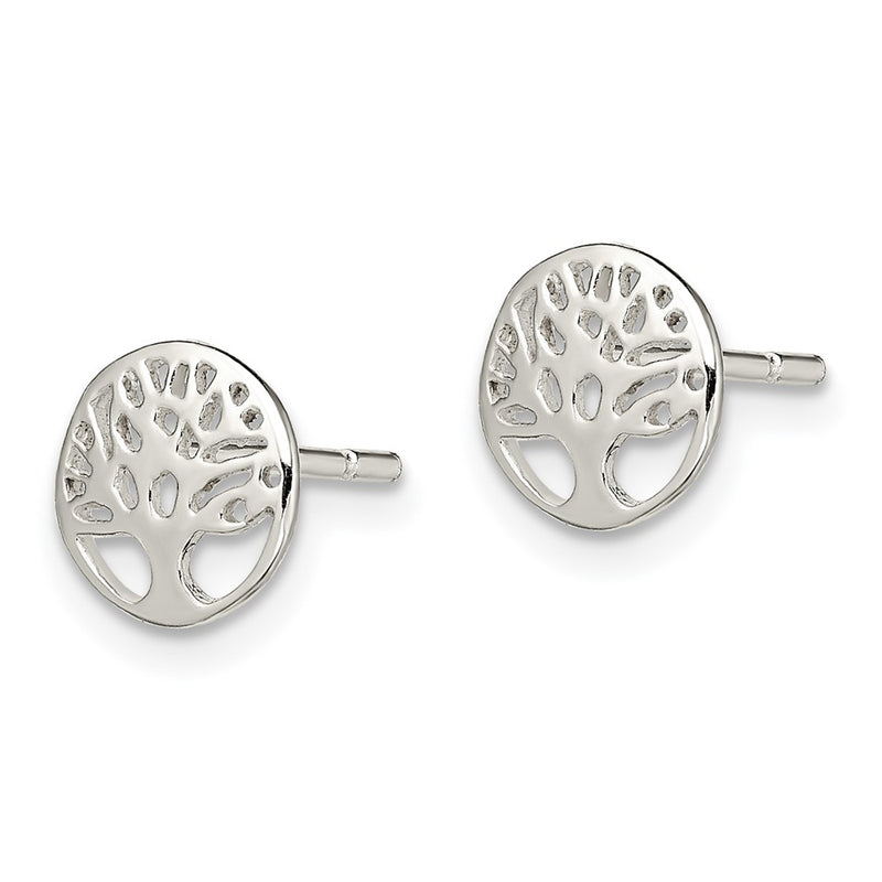 Sterling Silver Rhodium-Plated Tree Post Earrings