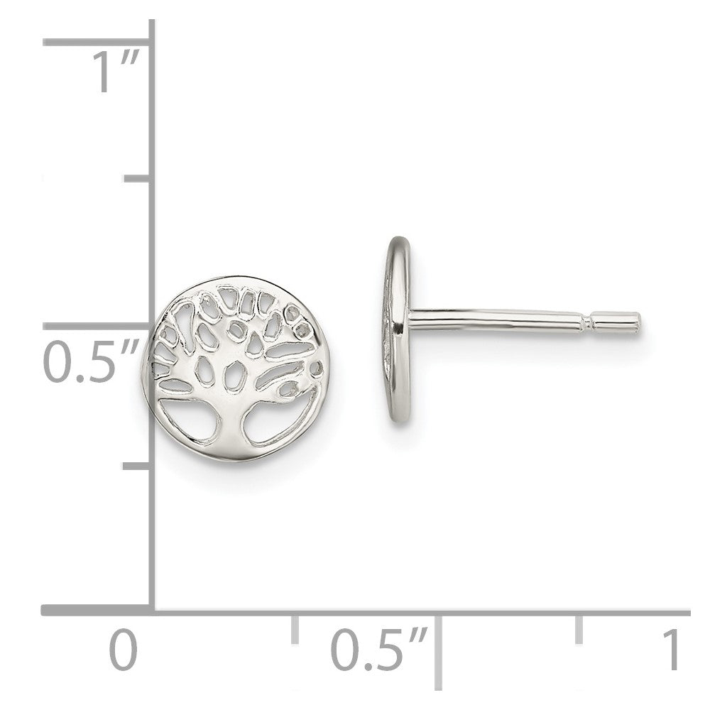 Sterling Silver Rhodium-Plated Tree Post Earrings