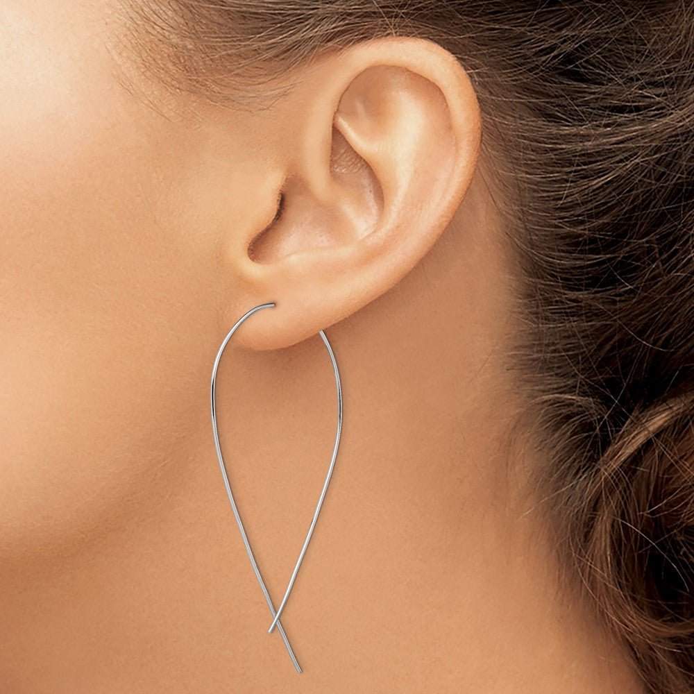 Sterling Silver Rhodium-Plated Polished Threader Earrings