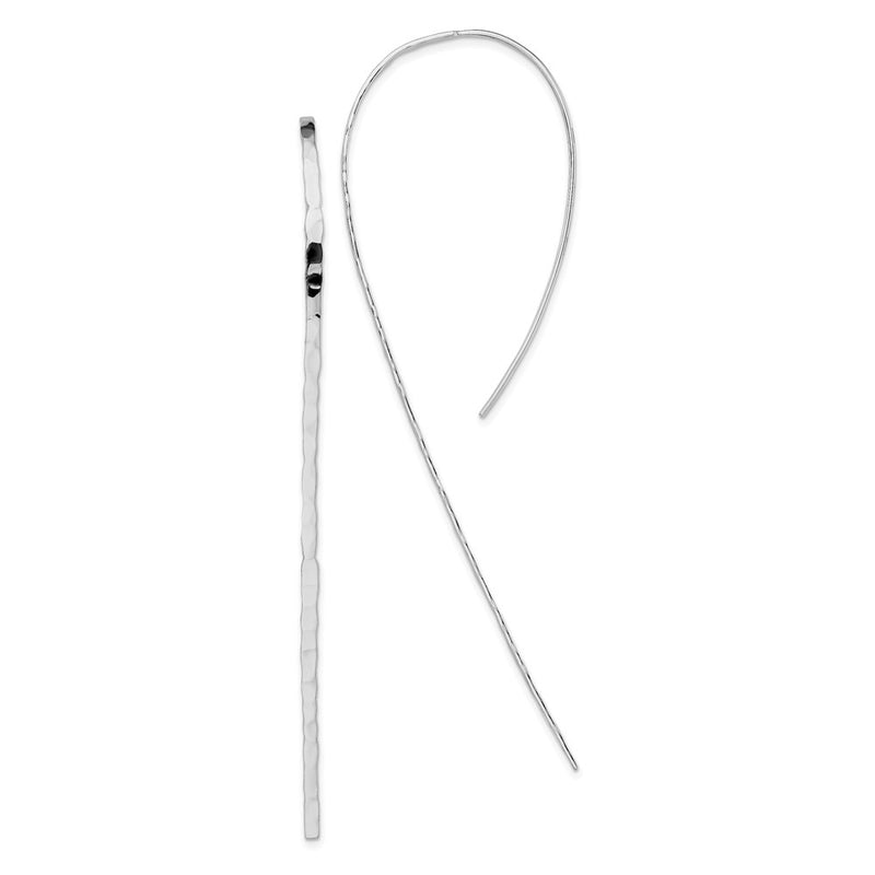 Sterling Silver Rhodium-Plated Polished Textured Threader Earrings