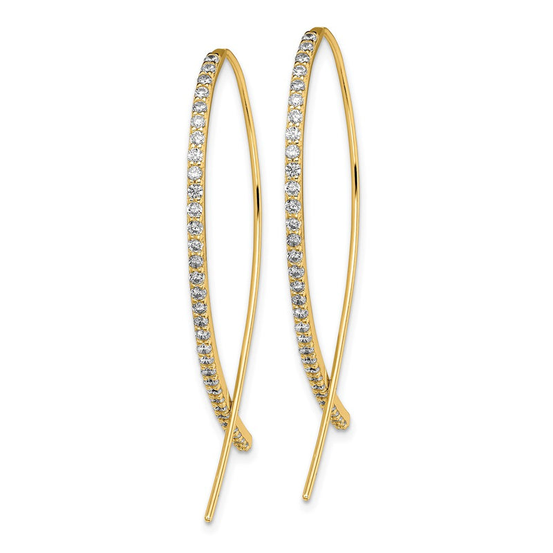Ss/Gold Plated Sterling Silver Gold-Tone Cz Threader Earrings