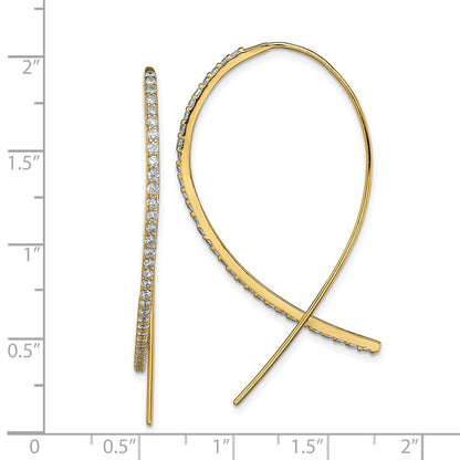 Ss/Gold Plated Sterling Silver Gold-Tone Cz Threader Earrings