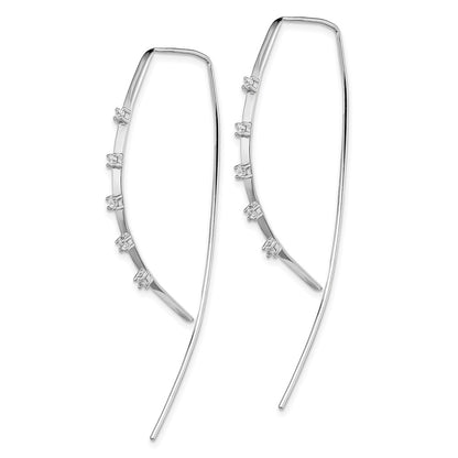 Sterling Silver Rhodium-Plated Polished Cz Threader Earrings