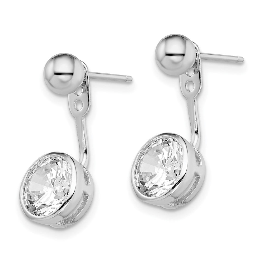 Sterling Silver Rhodium-Plated Cz Front And Back Post Earrings