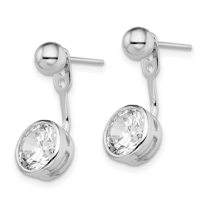 Sterling Silver Rhodium-Plated Cz Front And Back Post Earrings