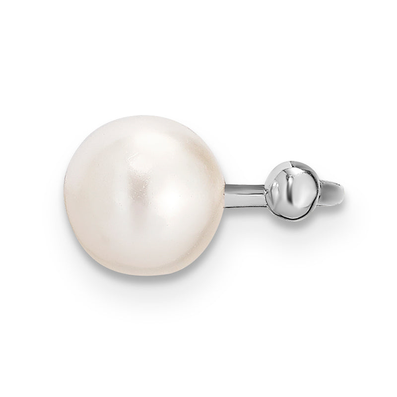 Sterling Silver Rhodium-Plated Polished Mother Of Pearl Single Cuff Earring