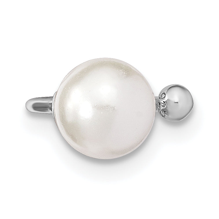 Sterling Silver Rhodium-Plated Polished Mother Of Pearl Single Cuff Earring