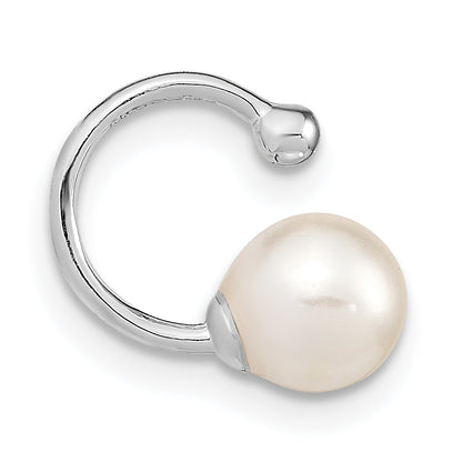 Sterling Silver Rhodium-Plated Polished Mother Of Pearl Single Cuff Earring