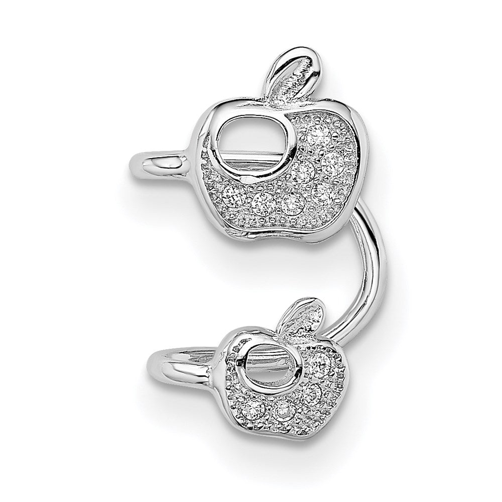 Sterling Silver Rhodium-Plated Cz Double Apple Right Cuff Earring