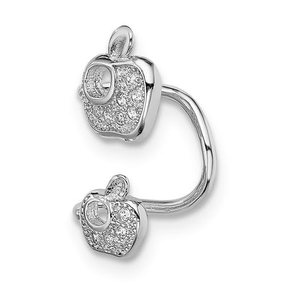 Sterling Silver Rhodium-Plated Cz Double Apple Right Cuff Earring