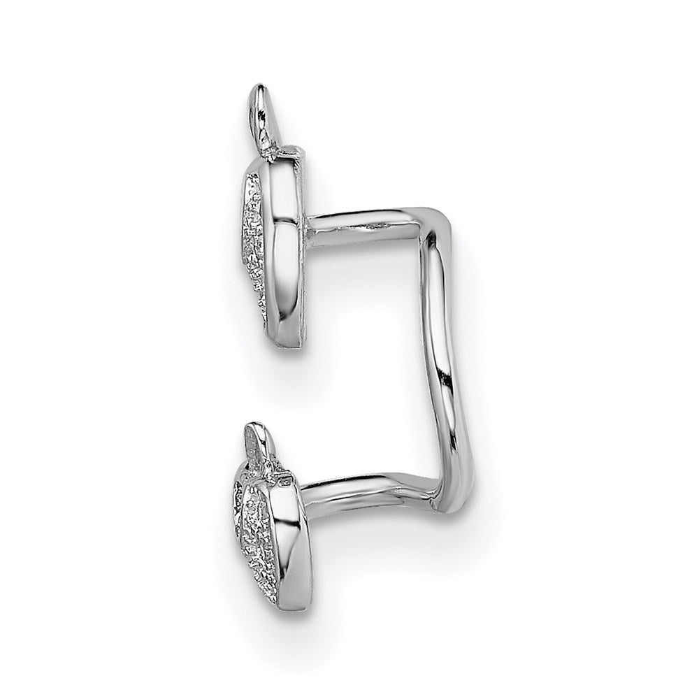 Sterling Silver Rhodium-Plated Cz Double Apple Right Cuff Earring