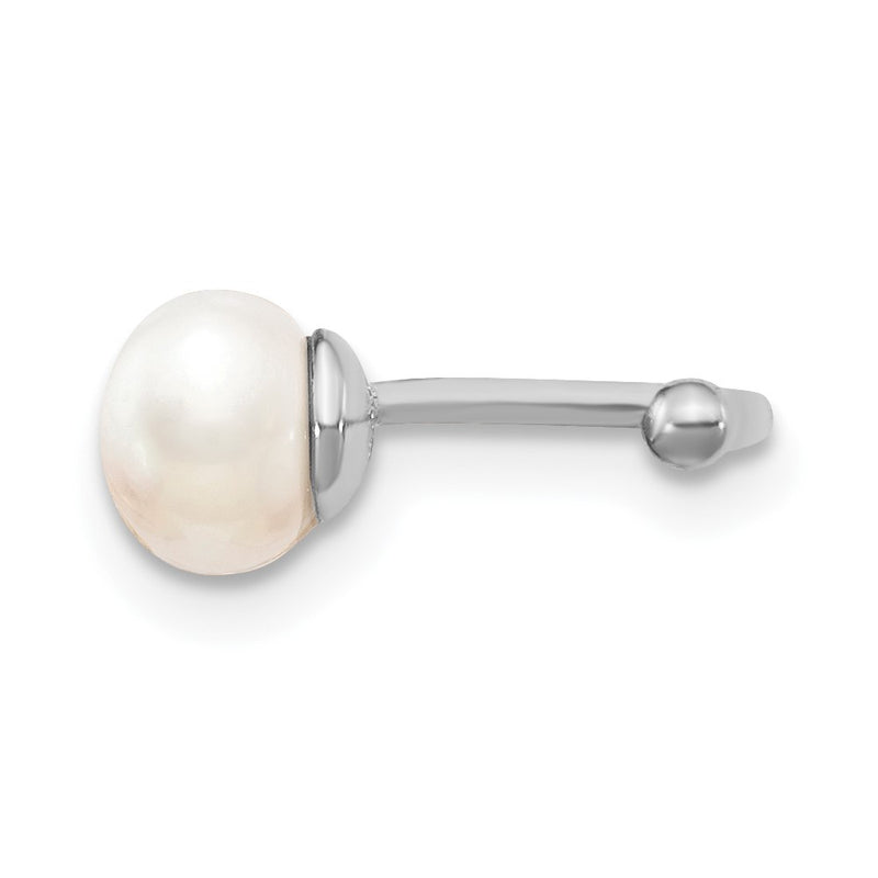 Sterling Silver Rhodium-Plated Fwc Pearl Pair Of Cuff Earrings