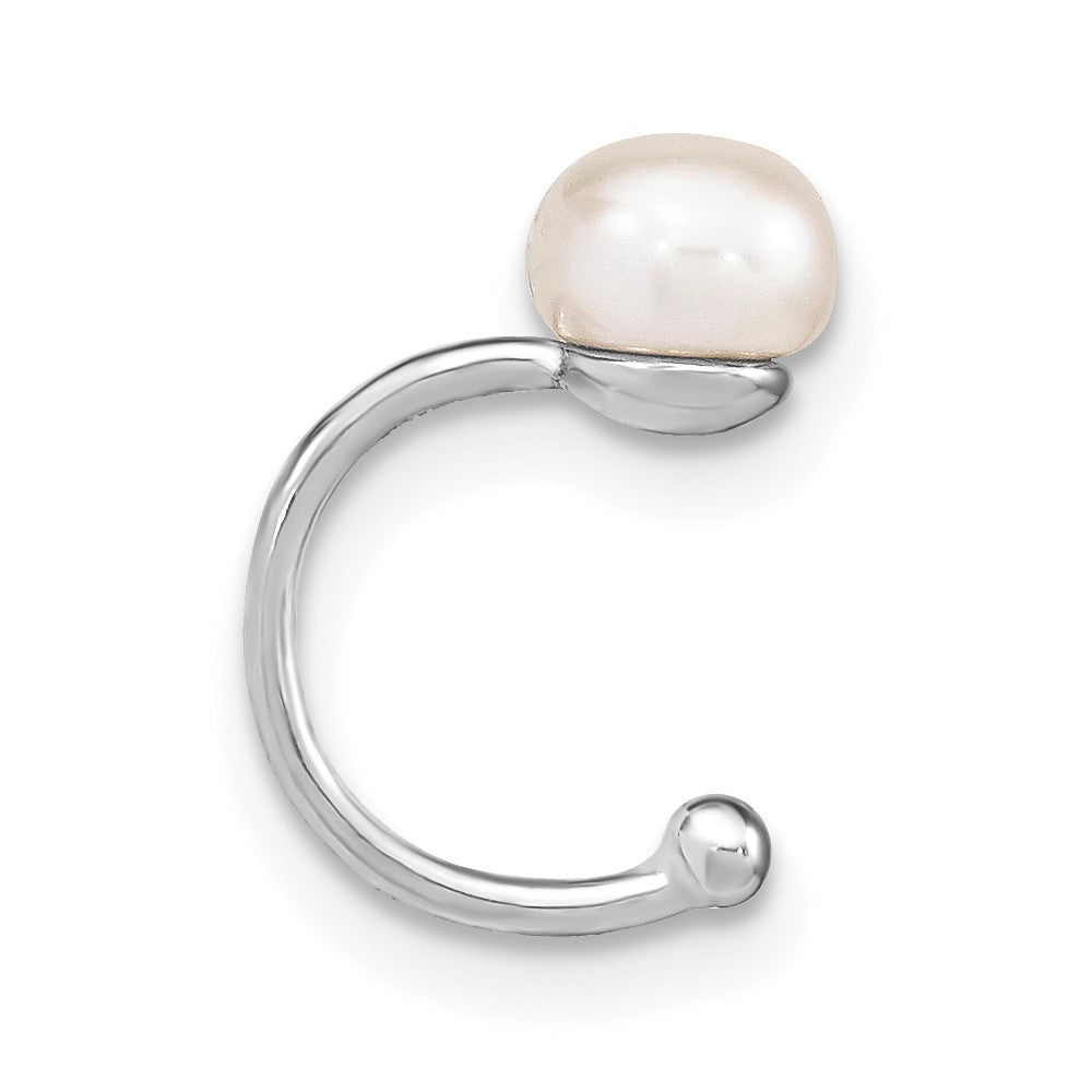 Sterling Silver Rhodium-Plated Fwc Pearl Pair Of Cuff Earrings