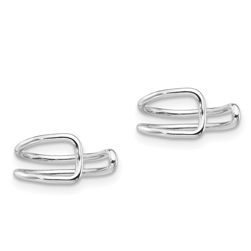 Sterling Silver Rhodium-Plated Polished Adjustable Pair Of Cuff Earrings