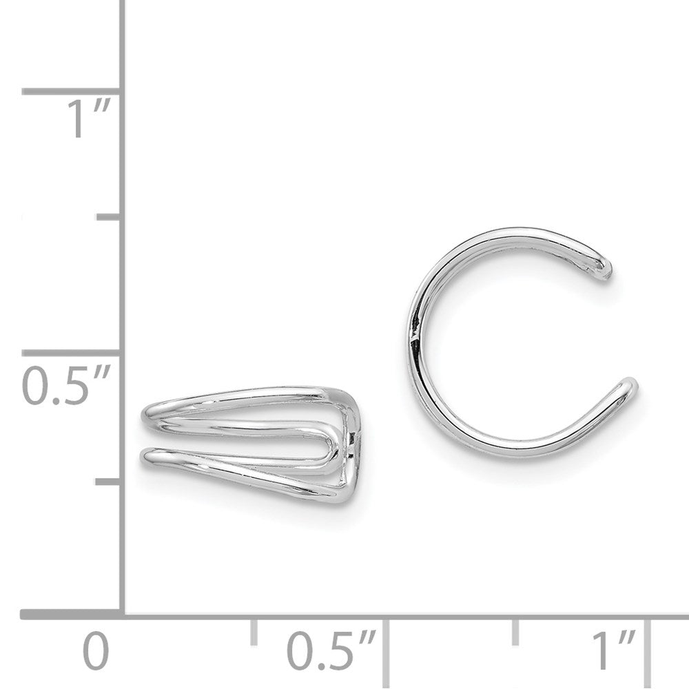 Sterling Silver Rhodium-Plated Polished Adjustable Pair Of Cuff Earrings