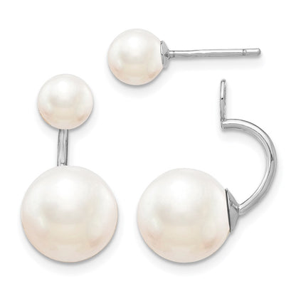 Sterling Silver Rhodium-Plated Set Of 3 Mop/Crystal Front Back Earrings