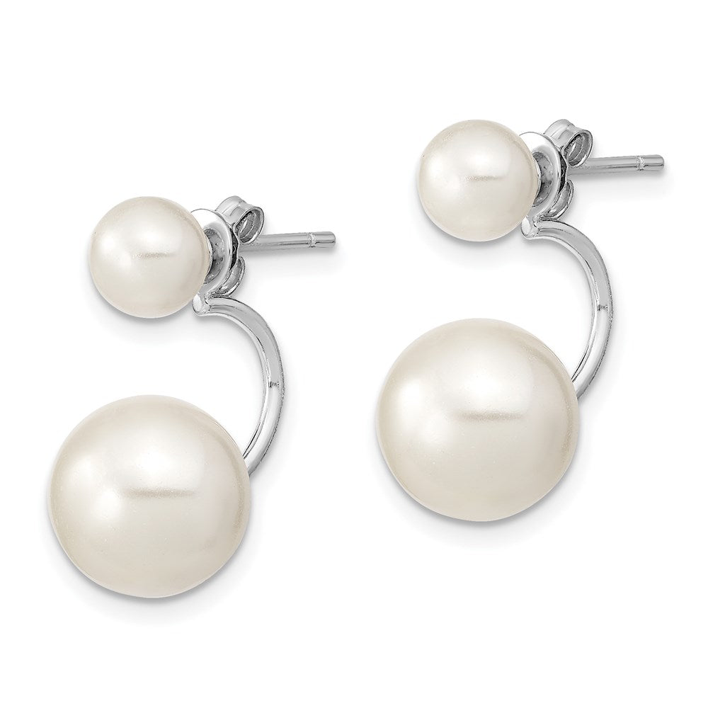 Sterling Silver Rhodium-Plated Set Of 3 Mop/Crystal Front Back Earrings