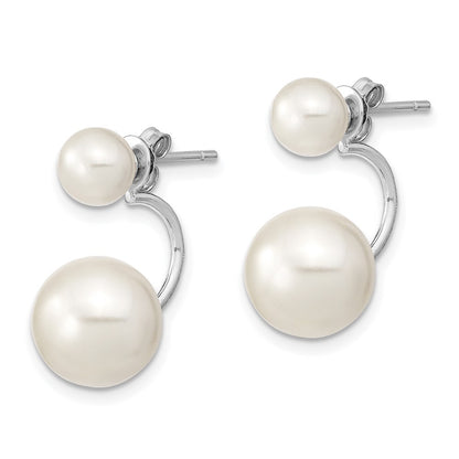 Sterling Silver Rhodium-Plated Set Of 3 Mop/Crystal Front Back Earrings