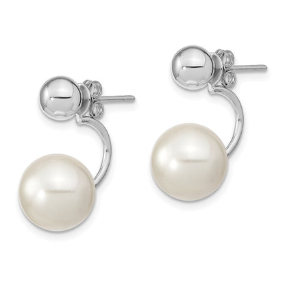 Sterling Silver Rhodium-Plated Set Of 3 Mop/Crystal Front Back Earrings