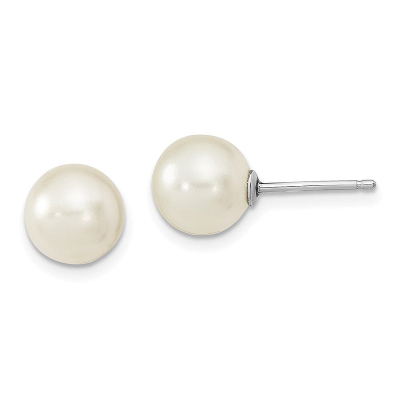 Sterling Silver Rh-Pl 8-9mm Wht/Blk Imitat Shell Pearl Post 3 Earring Set