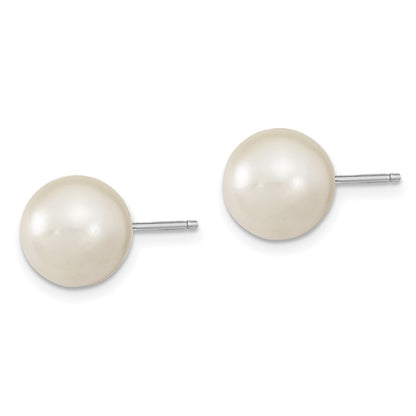 Sterling Silver Set Of Three 10mm To 11mm Rhodium-Plated Silver, White And Grey Imitation Shell Pearl Earrings