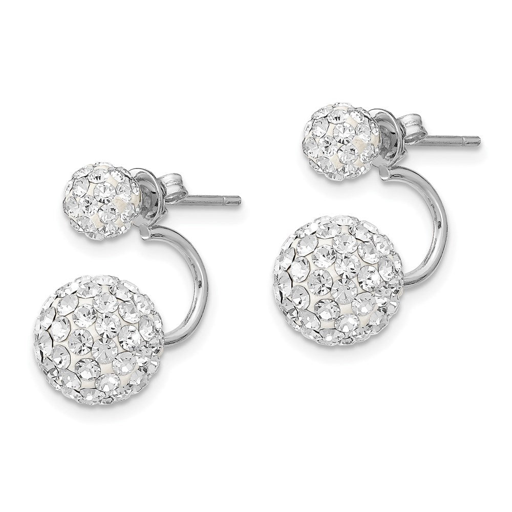 Sterling Silver Rh 3 Pair Mop & Crystal Front Dangle Back Earring Set