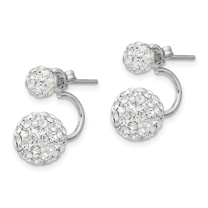 Sterling Silver Rh 3 Pair Mop & Crystal Front Dangle Back Earring Set
