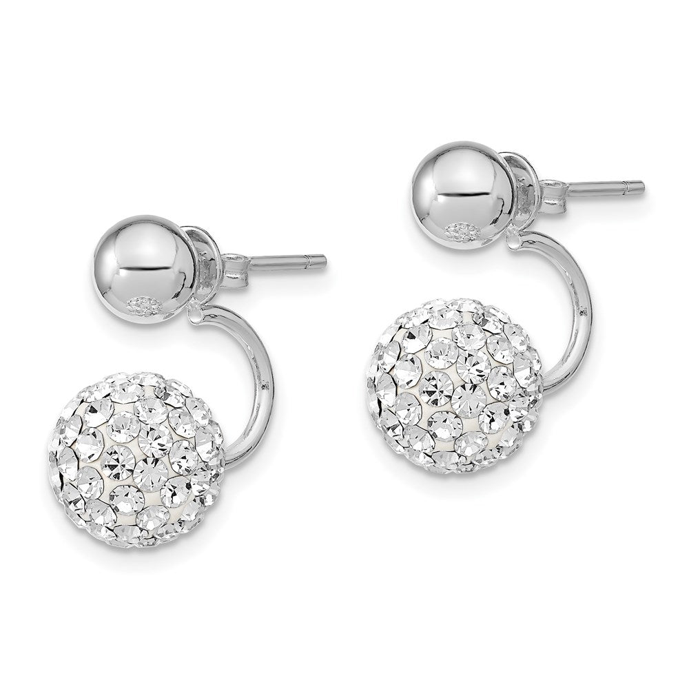 Sterling Silver Rh 3 Pair Mop & Crystal Front Dangle Back Earring Set