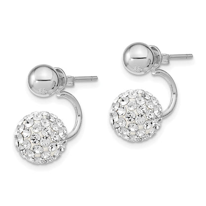 Sterling Silver Rh 3 Pair Mop & Crystal Front Dangle Back Earring Set