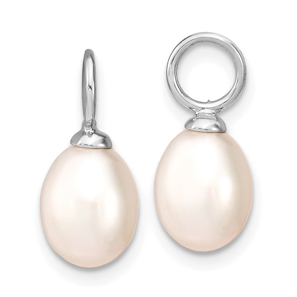 Sterling Silver Rh 7-8mm Wht/Pk Fwc Pearl Cz Changeable Earring