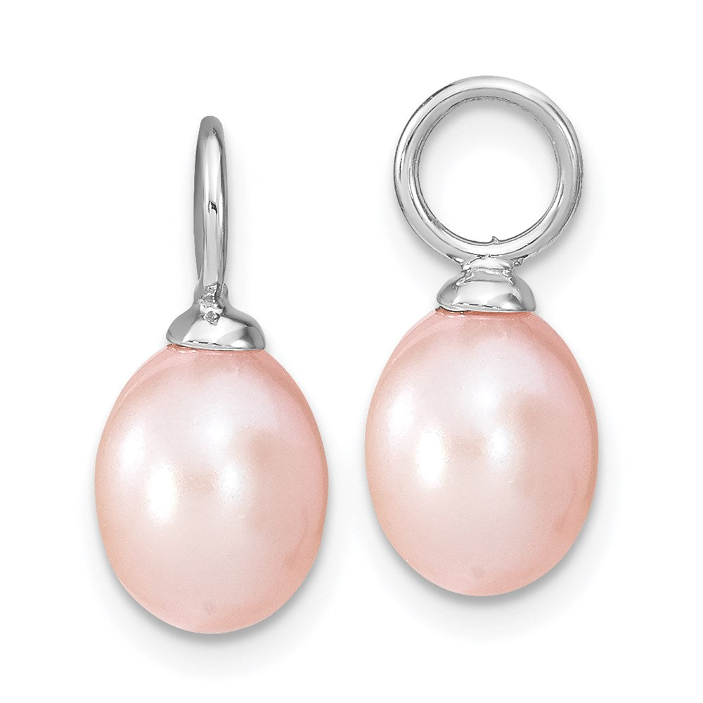Sterling Silver Rh 7-8mm Wht/Pk Fwc Pearl Cz Changeable Earring