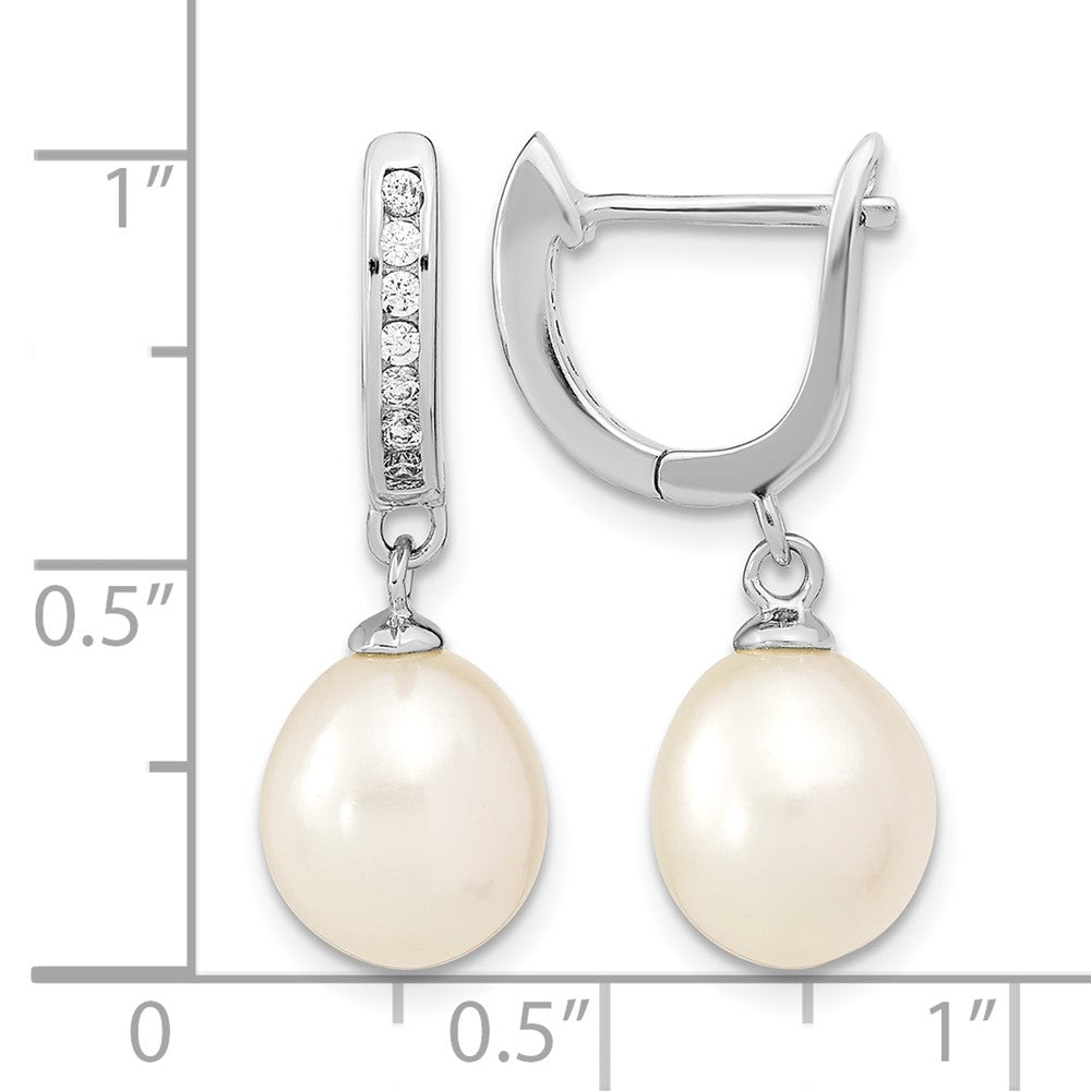 sterling-silver-rhodium-plated-8-9mm-rice-fwc-pearl-cz-dangle-hoop-earrings