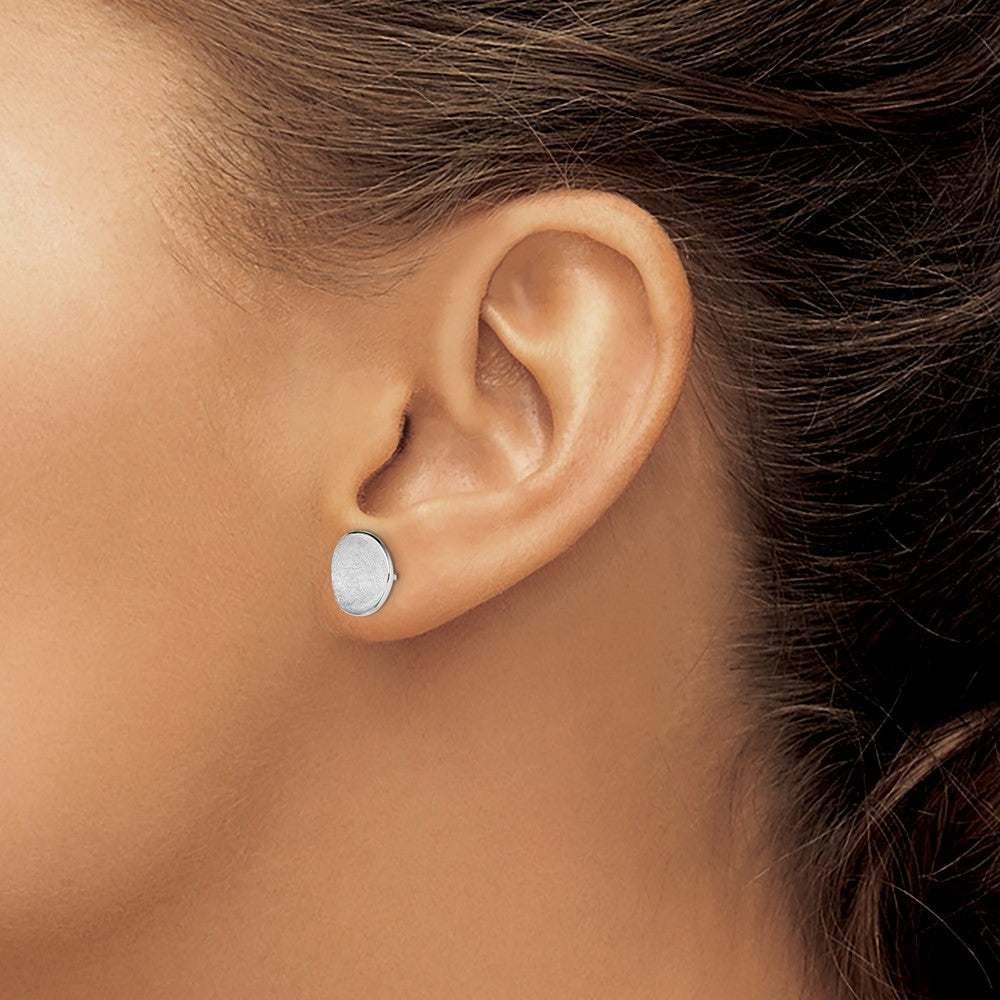 Sterling Silver Rhodium-Plated Scratch Finish Post Earrings