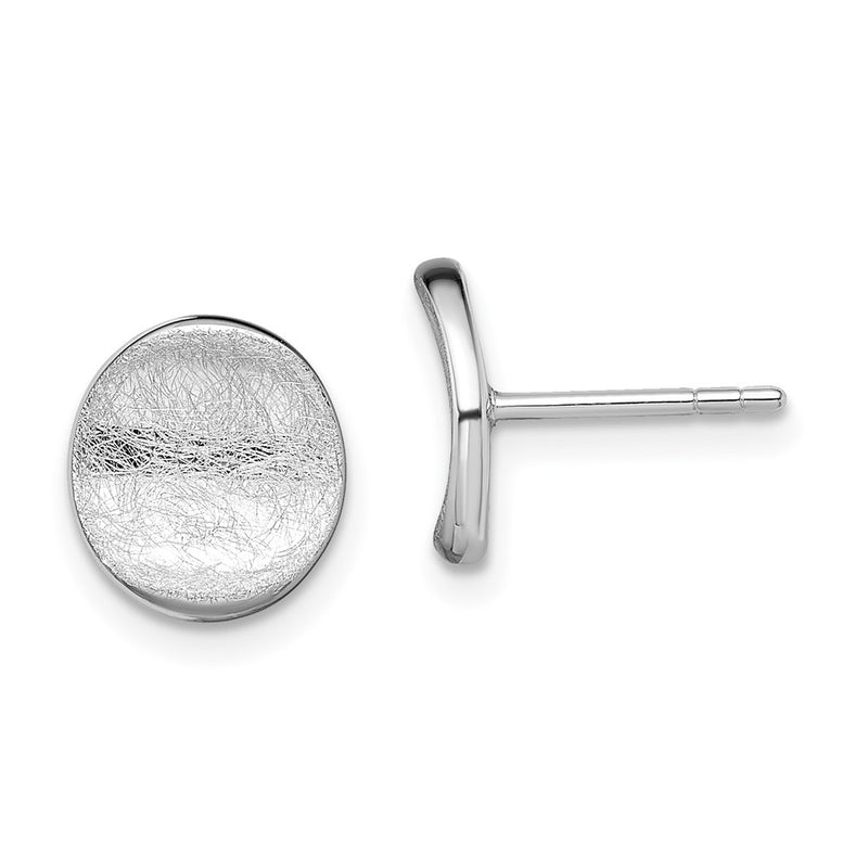 Sterling Silver Rhodium-Plated Scratch Finish Post Earrings