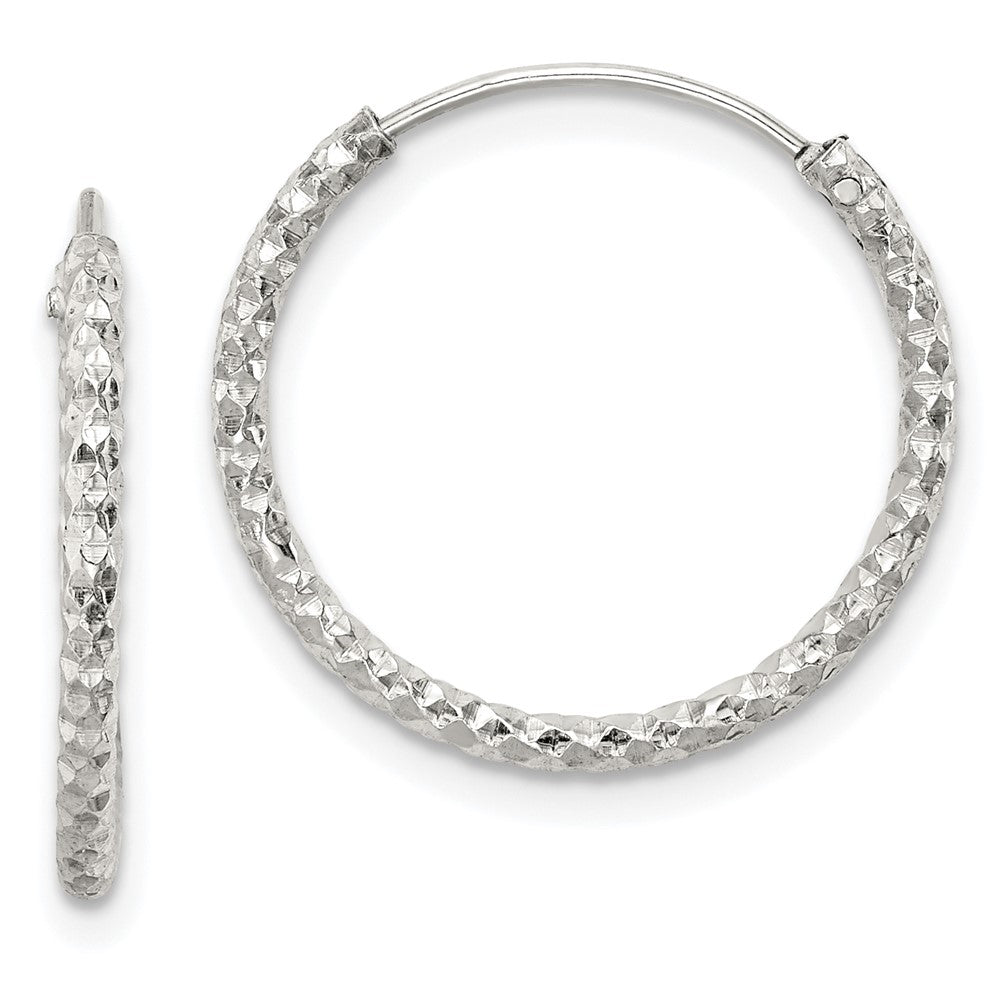 Sterling Silver Diamond Cut 1.5X18mm Endless Hoop Earrings