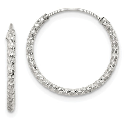 Sterling Silver Diamond Cut 1.5X18mm Endless Hoop Earrings