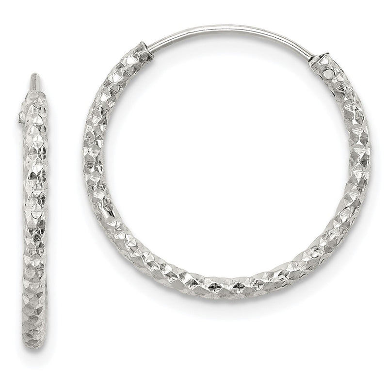 Sterling Silver Diamond Cut 1.5X18mm Endless Hoop Earrings